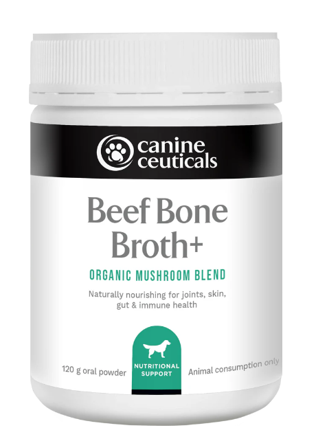 Organic beef bone broth w medicinal mushrooms for dogs